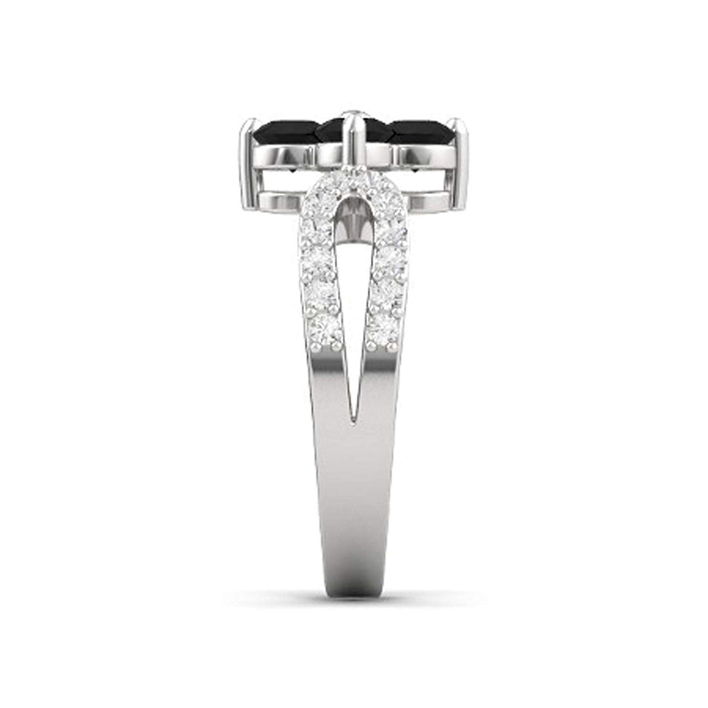 atjewels Round Cut Gemstone & White CZ .925 Sterling Silver Engagement Flower Ring For Girl's and Women's For Diwali Special - atjewels.in