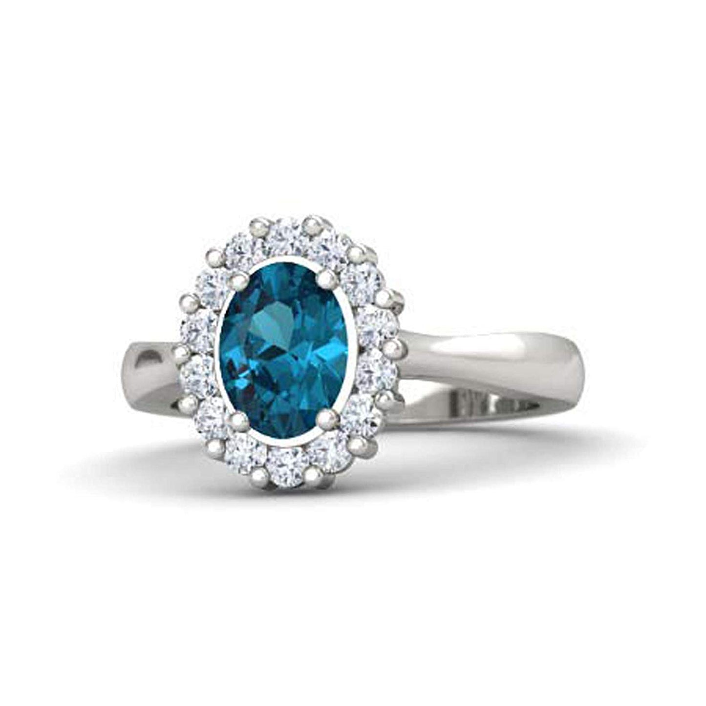 atjewels .925 Sterling Silver Oval Shape Blue Topaz Engagement/Wedding Ring Variation For Women's & Girl's - atjewels.in