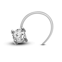 AT Jewellers 14K White Gold Over Sterling in Prong set Nose Pin for Women's - atjewels.in