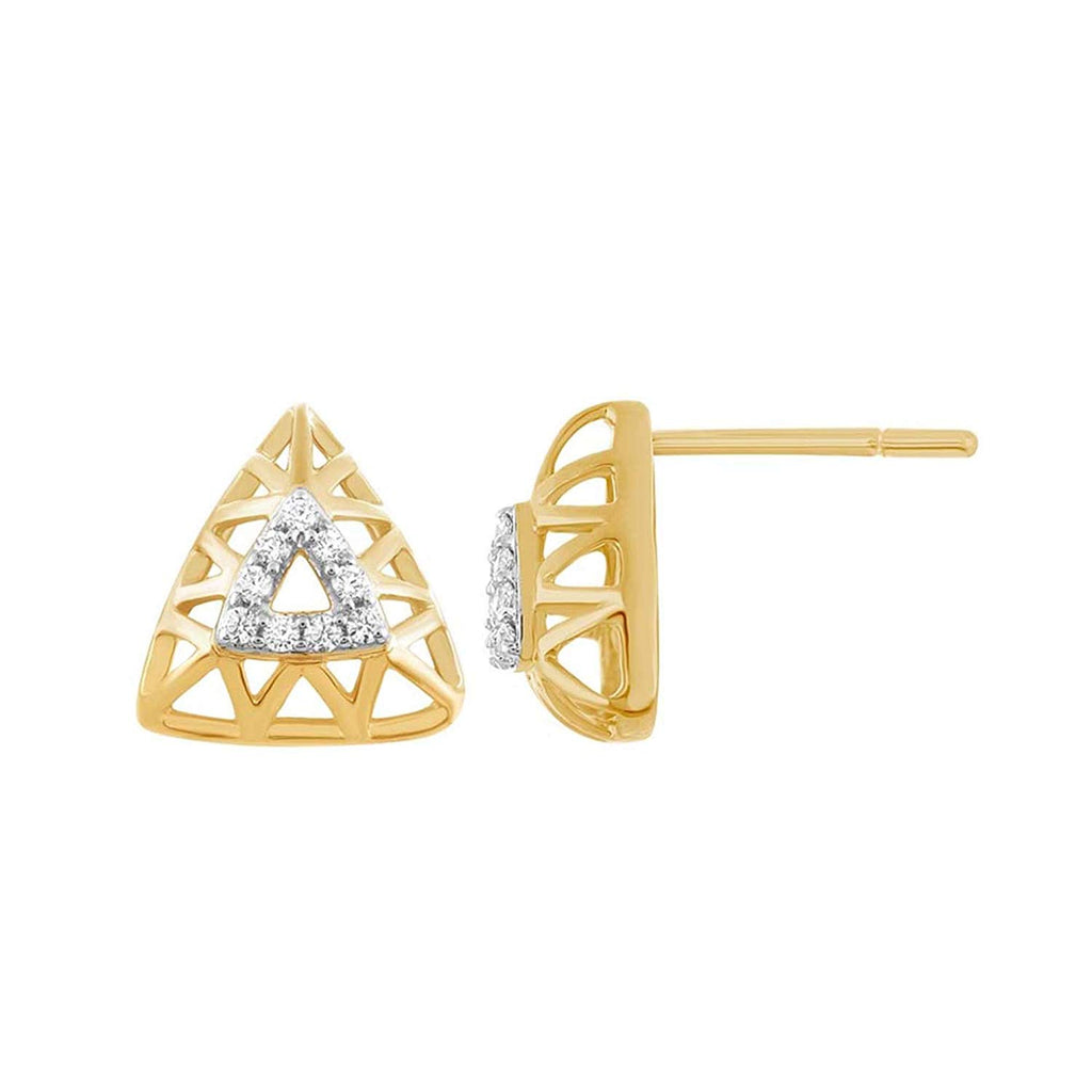 atjewels 14K Two tone Gold Over 925 Sterling Silver Round White CZ Triangle Shaped Stud Earrings MOTHER'S DAY SPECIAL OFFER - atjewels.in