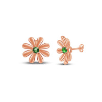 atjewels Round Cut Green Emerald 14k Rose Gold Over .925 Sterling Silver Flower Stud Earrings Girls & Wome's For MOTHER'S DAY SPECIAL OFFER - atjewels.in