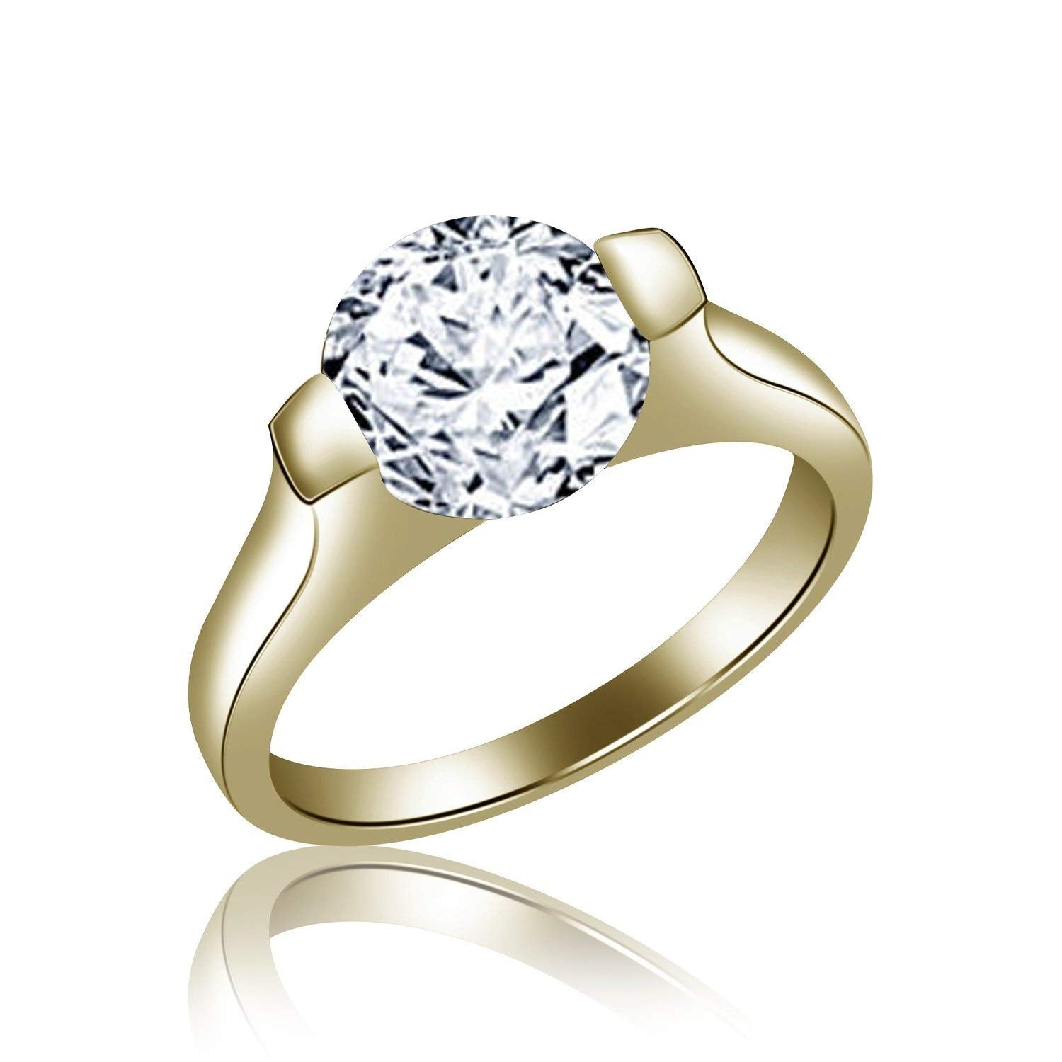 atjewels White Zirconia 14K Yellow Gold Over 925 Sterling Silver Solitaire Ring Size (US) 7 MOTHER'S DAY SPECIAL OFFER - atjewels.in