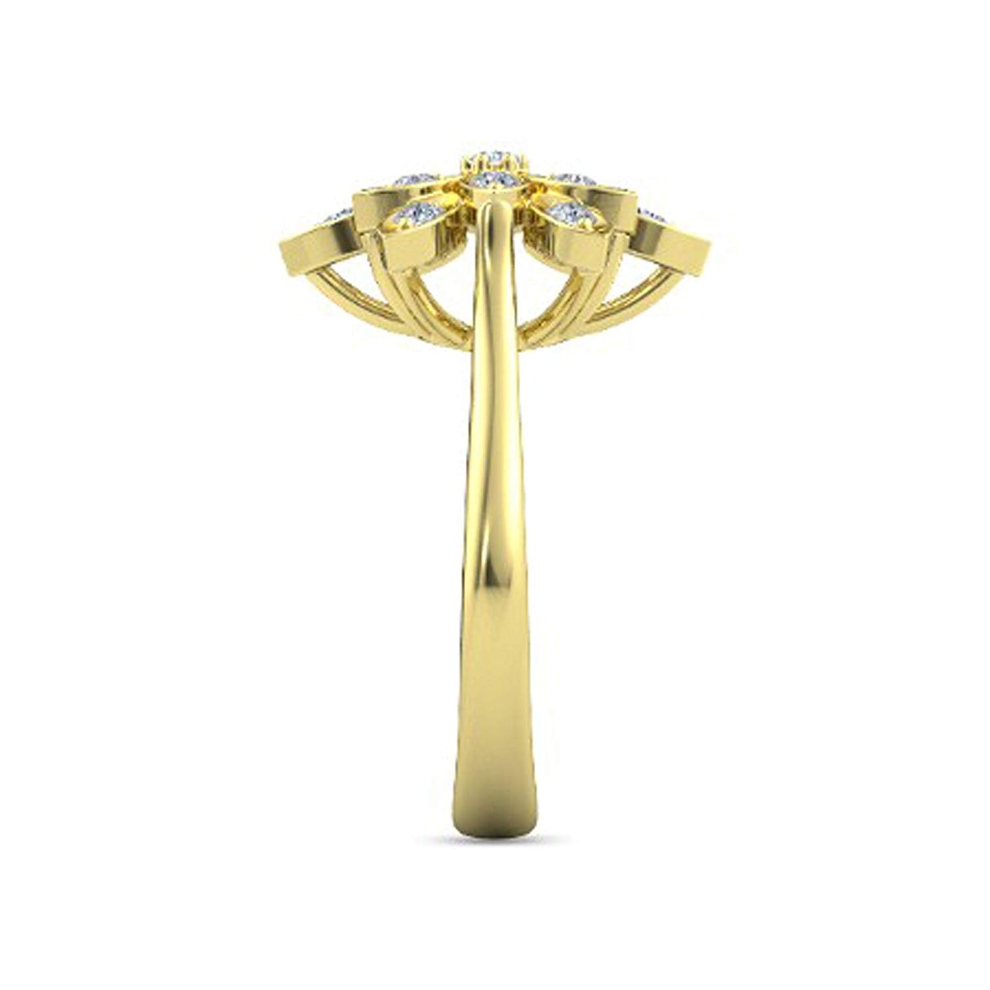 atjewels Yellow Gold Over .925 Sterling Silver Round Cut White CZ Flower Ring MOTHER'S DAY SPECIAL OFFER - atjewels.in
