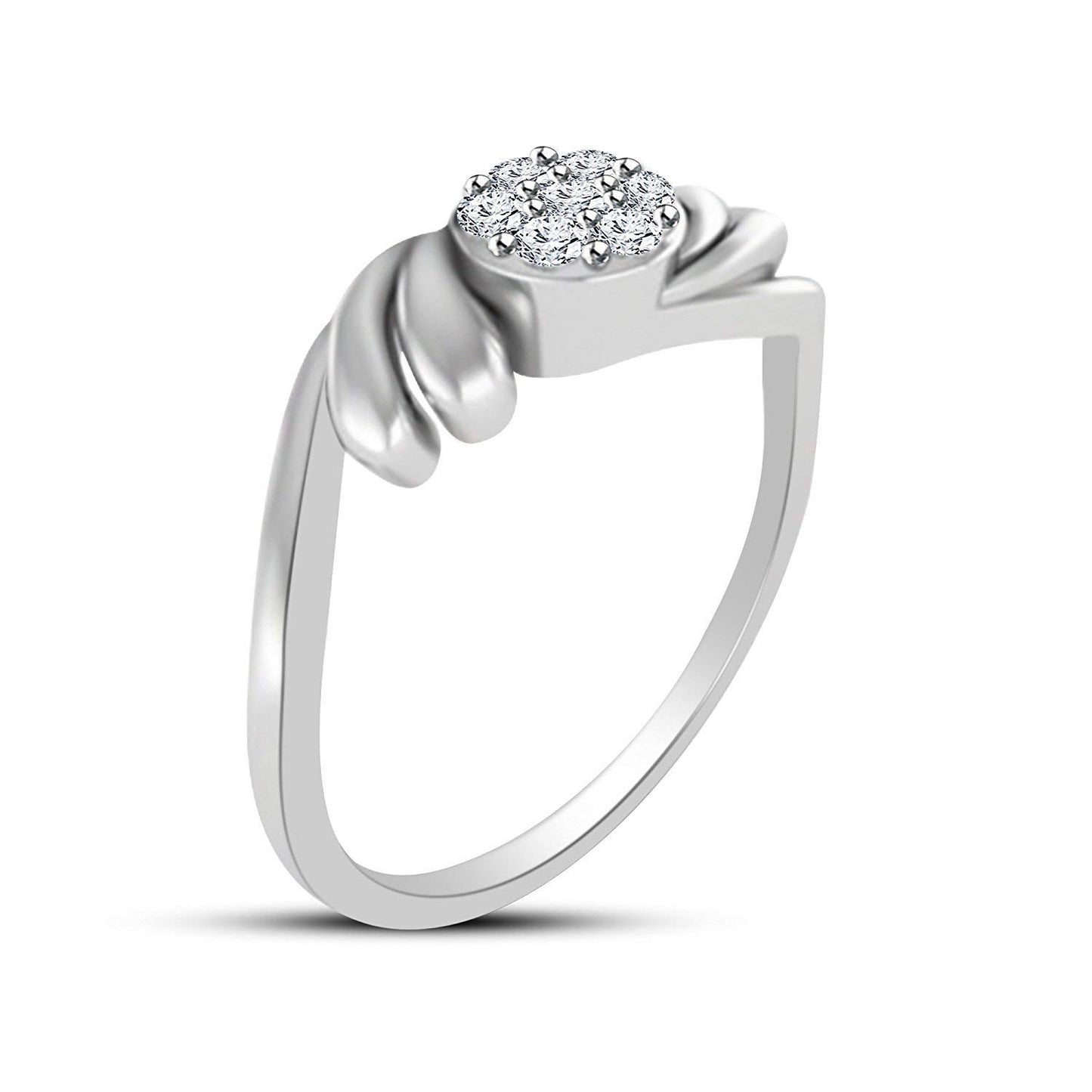 atjewels Round Cut White CZ .925 Sterling Silver Bypass Ring For Women's and Girl's - atjewels.in