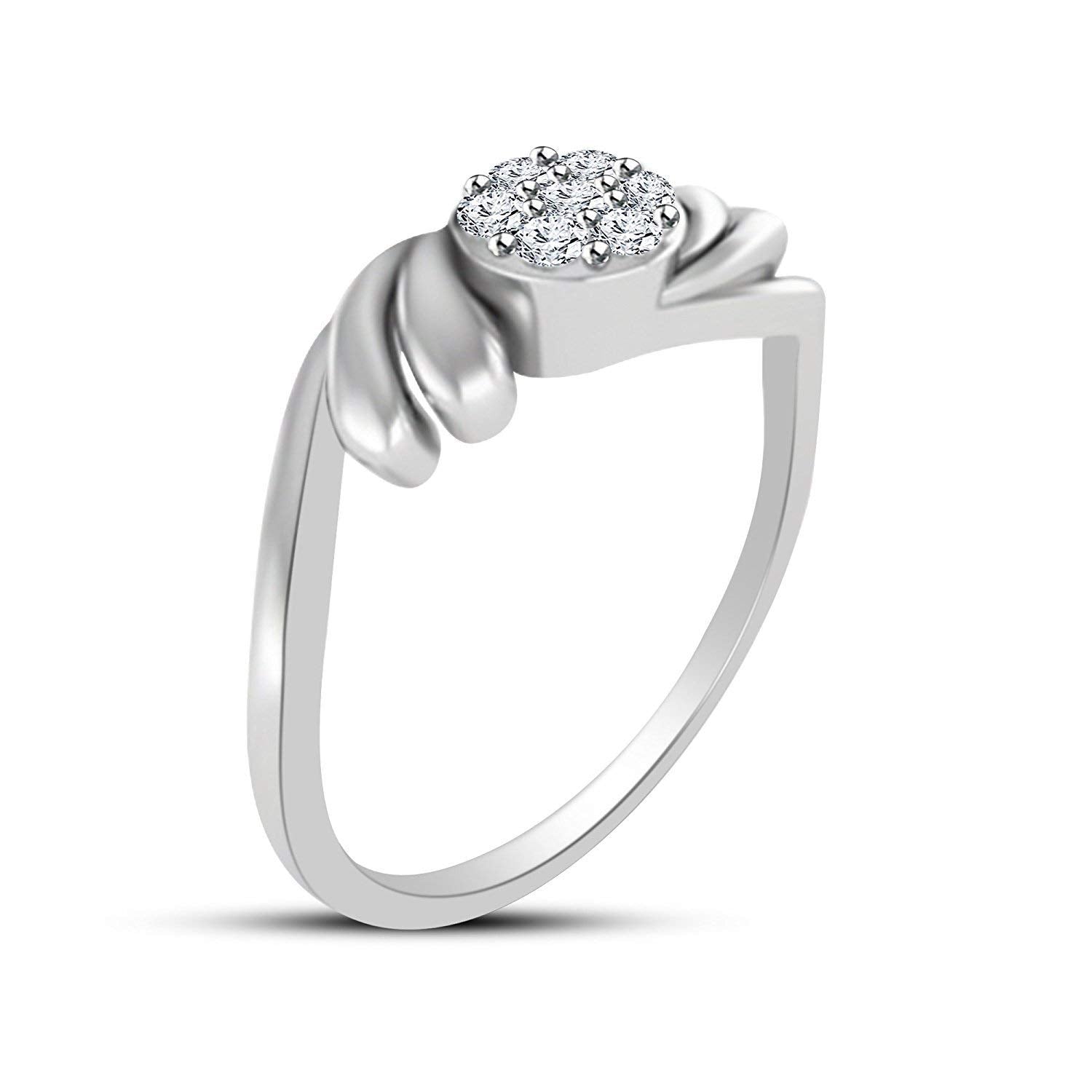 atjewels Round Cut White CZ .925 Sterling Silver Bypass Ring For Women's and Girl's - atjewels.in