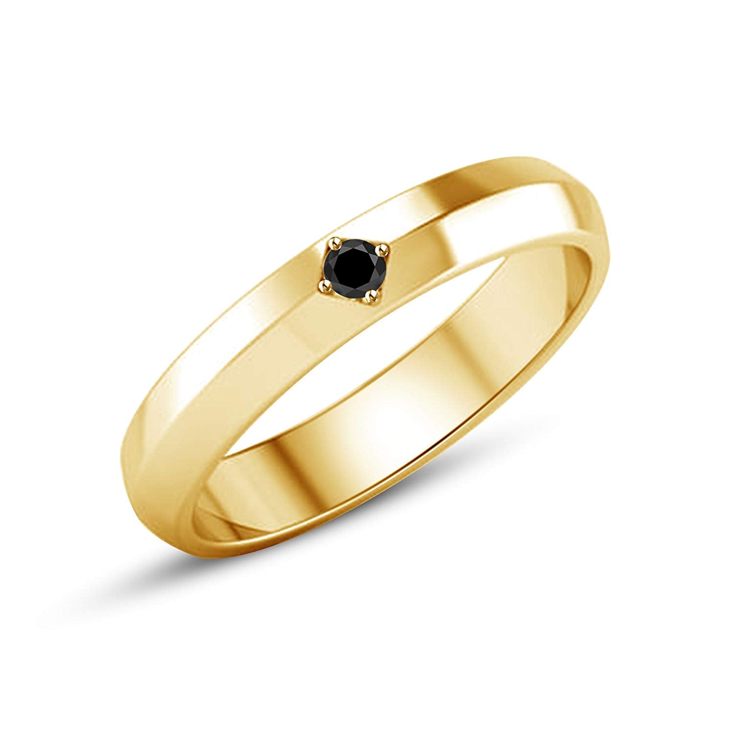 atjewels Engagement Ring in Round Black Zirconia 14K Yellow Gold Over 925 Sterling Silver MOTHER'S DAY SPECIAL OFFER - atjewels.in