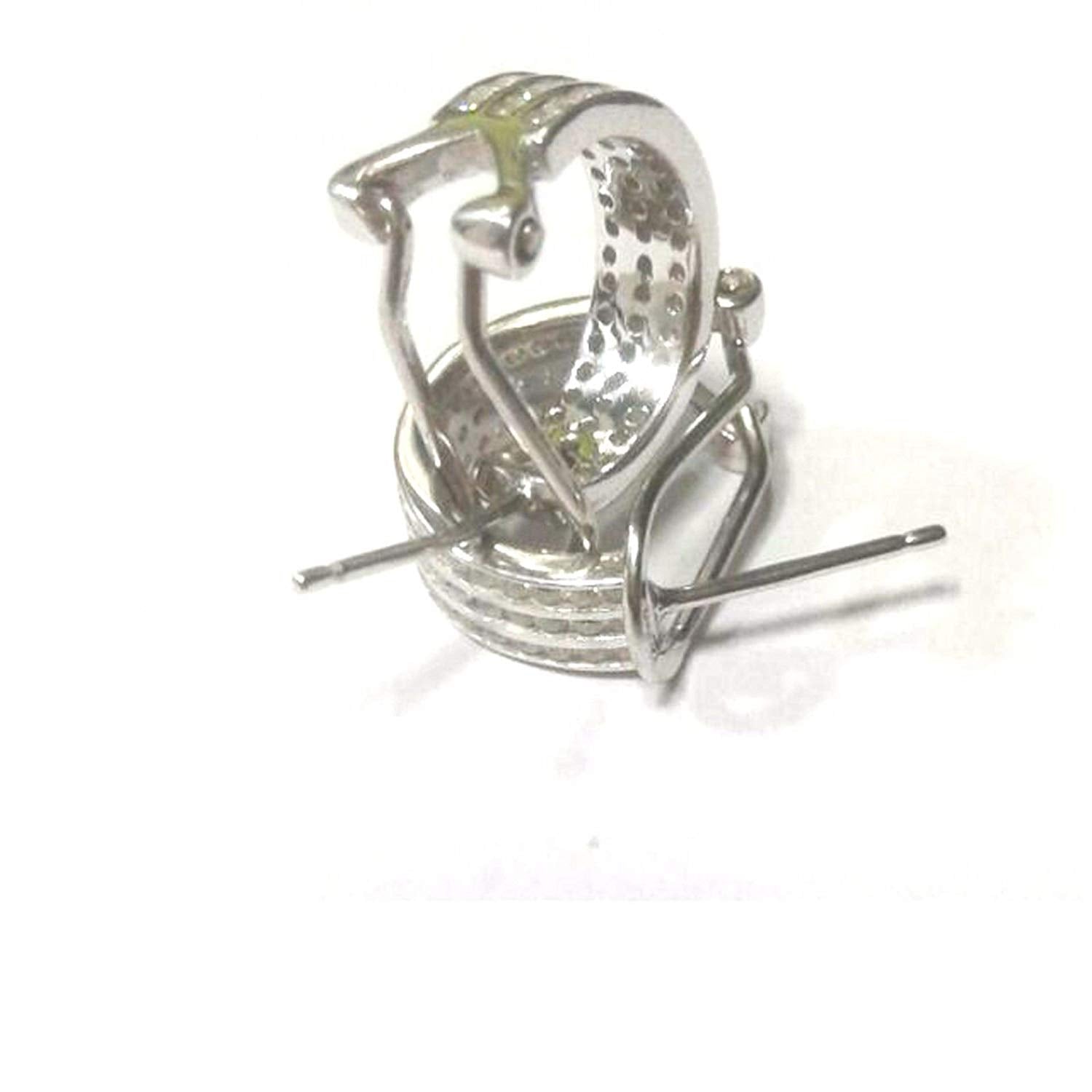 atjewels Round Cut White CZ 925 Sterling Silver Omega Clip Hoop Earrings For Girl's and Women's For MOTHER'S DAY SPECIAL OFFER - atjewels.in