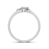 atjewels 14K White Gold on 925 Silver Round White Cubic Zirconia Bypass Flower Ring MOTHER'S DAY SPECIAL OFFER - atjewels.in