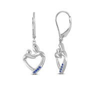 atjewels 18K White Gold Plated on 925 Sterling Silver Round Blue Sapphire Mom and Baby Earrings MOTHER'S DAY SPECIAL OFFER - atjewels.in