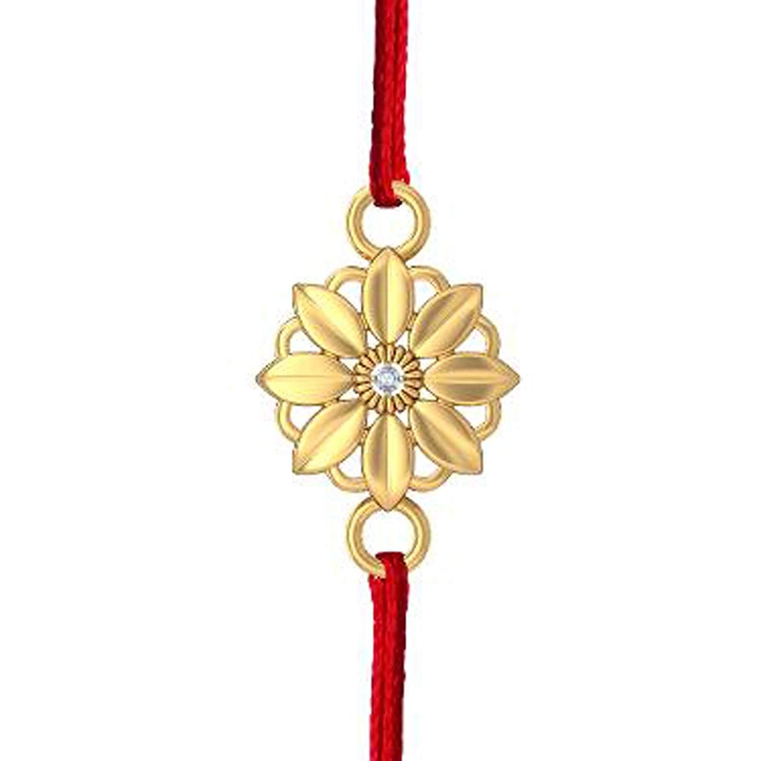 atjewels 14K Yellow Gold Over .925 Sterling Silver Round Cut White Cubic Zirconia Cluster Rakhi MOTHER'S DAY SPECIAL OFFER - atjewels.in