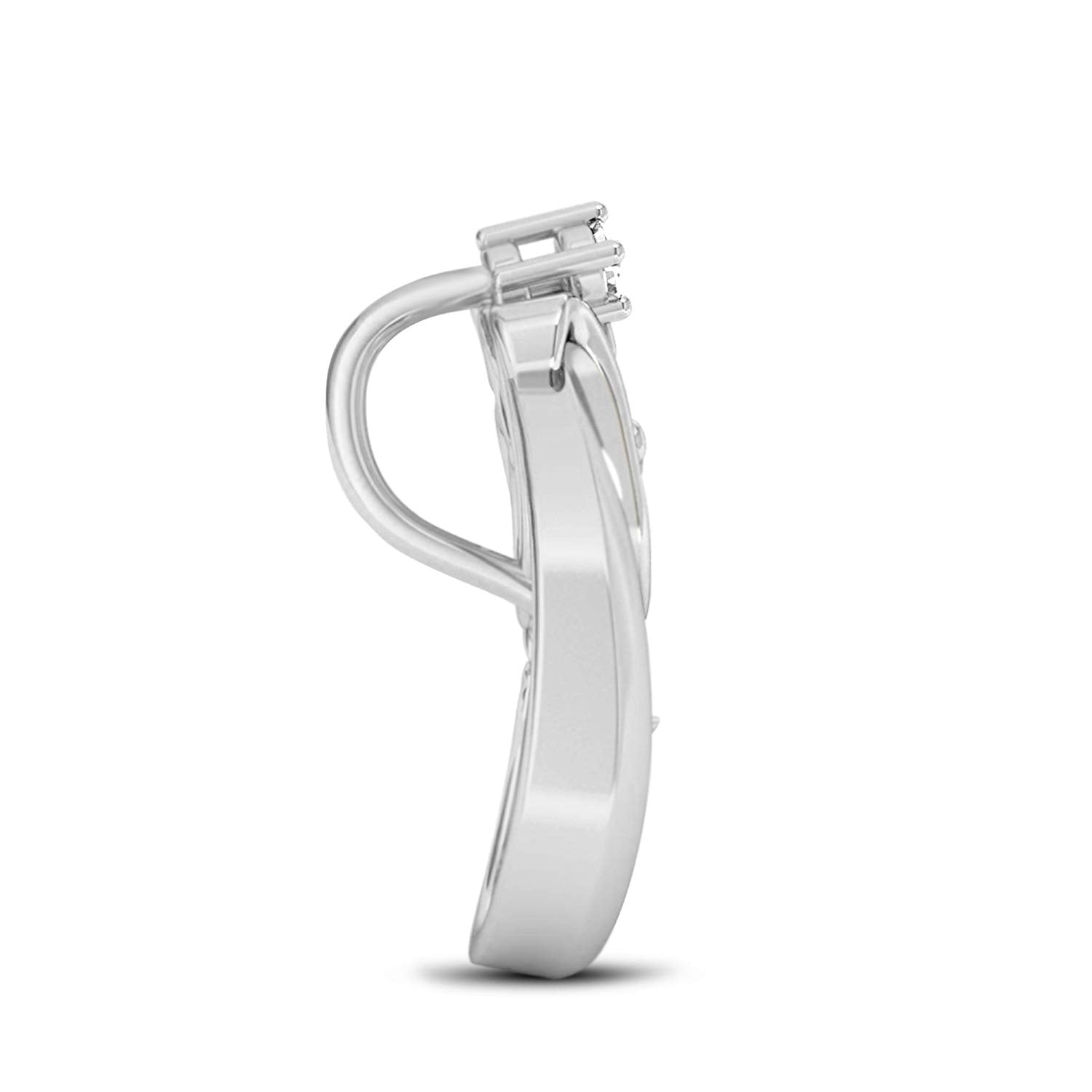 atjewels 18K White Gold Over .925 Sterling Silver White Diamond Om Ganpati Bappa Pendant for Men's and Women Free Shipping MOTHER'S DAY SPECIAL OFFER - atjewels.in