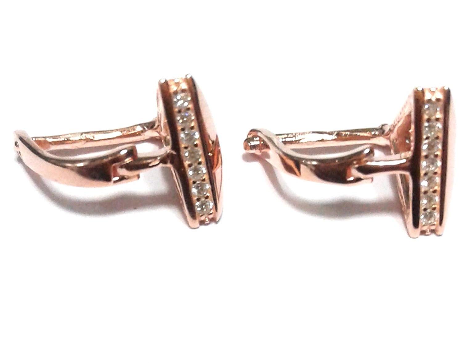 atjewels Round Cut White CZ 14k Rose Gold Over 925 Sterling Silver Triangle Hoop Earrings For Girl's and Women's For MOTHER'S DAY SPECIAL OFFER - atjewels.in