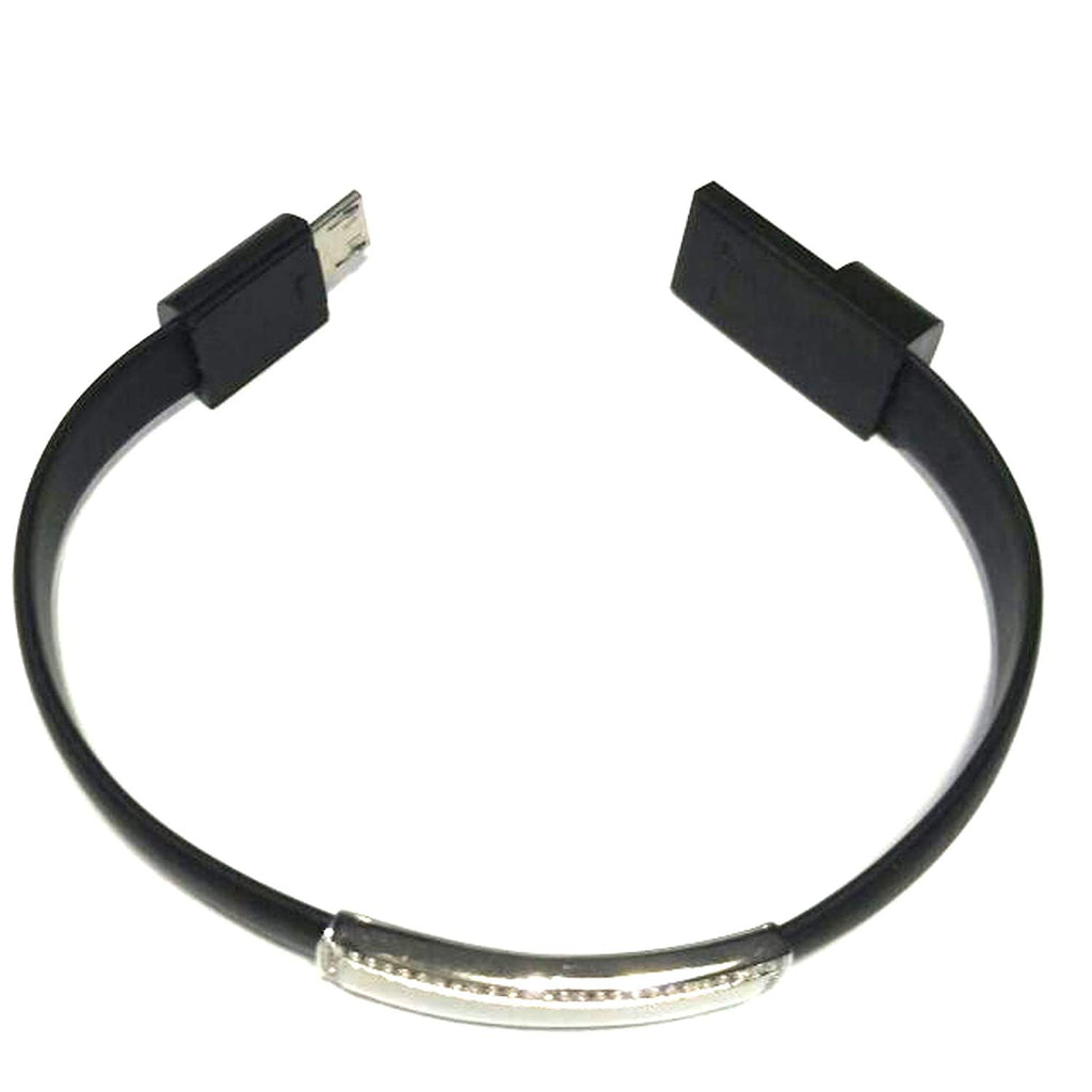 atjewels .925 Sterling Silver W/ Round Cut White Cz Flat USB Cable,Data Charging Cord Black Color Bracelet MOTHER'S DAY SPECIAL OFFER - atjewels.in