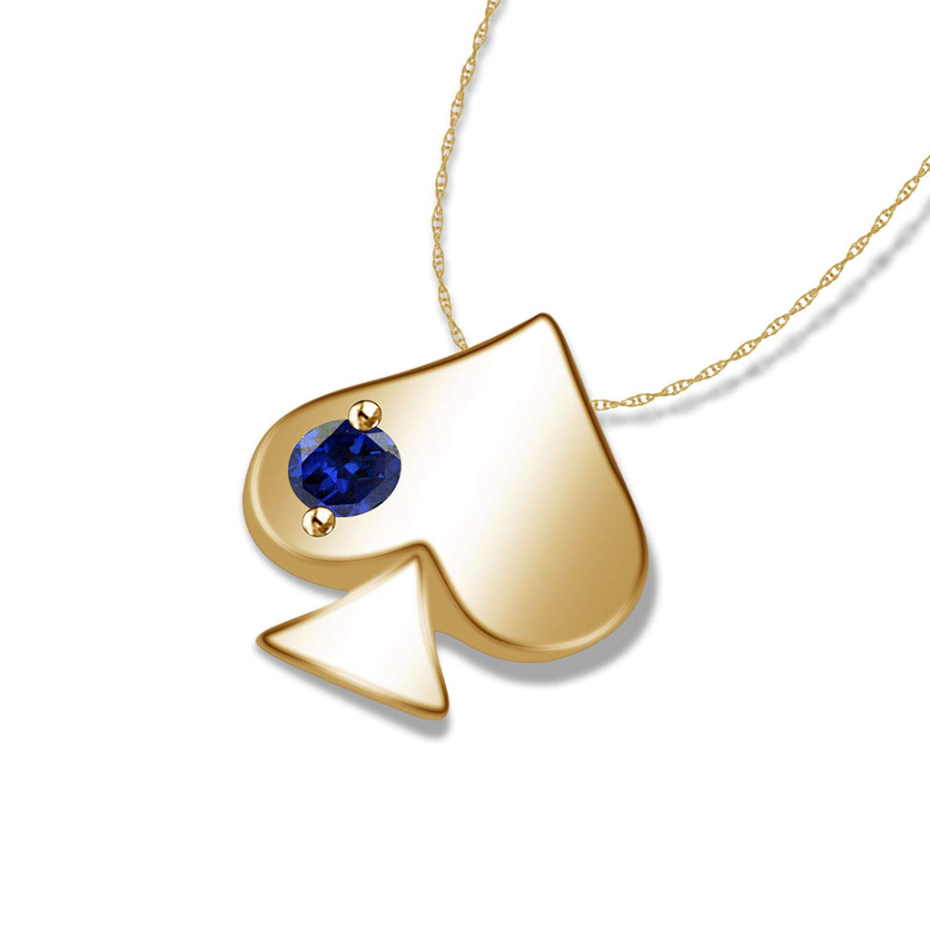atjewels Blue Sapphire Solitaire Without Chain Pendant in 18k Yellow Gold Over 925 Sterling Silver MOTHER'S DAY SPECIAL OFFER - atjewels.in