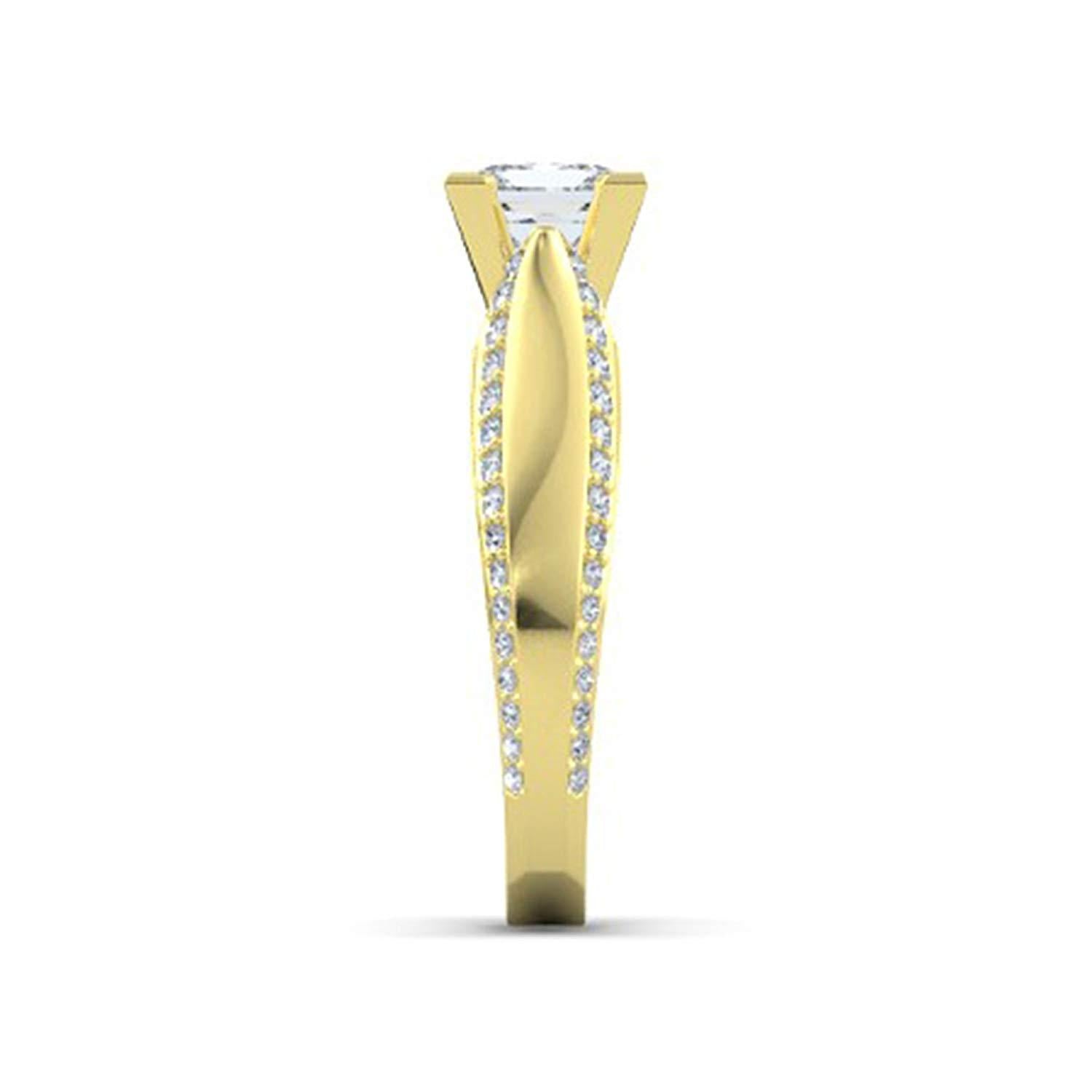 atjewels White Simulated Diamond Yellow Gold Plated 925 Sterling Silver  Princess J Ring MOTHER'S DAY SPECIAL OFFER - atjewels.in