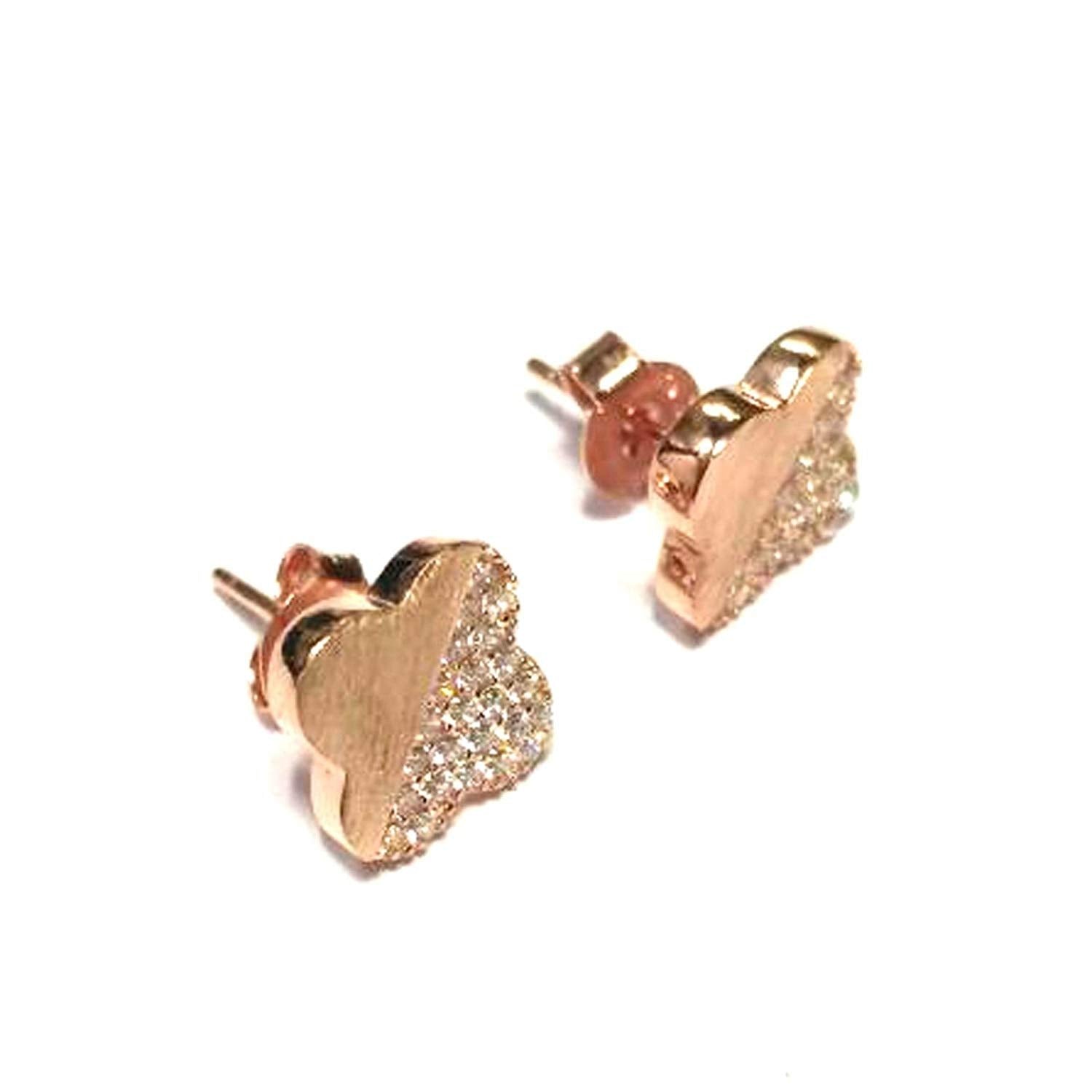 atjewels Round Cut White CZ 14k Rose Gold Over 925 Sterling Silver Stud Earrings For Girl's and Women's For MOTHER'S DAY SPECIAL OFFER - atjewels.in