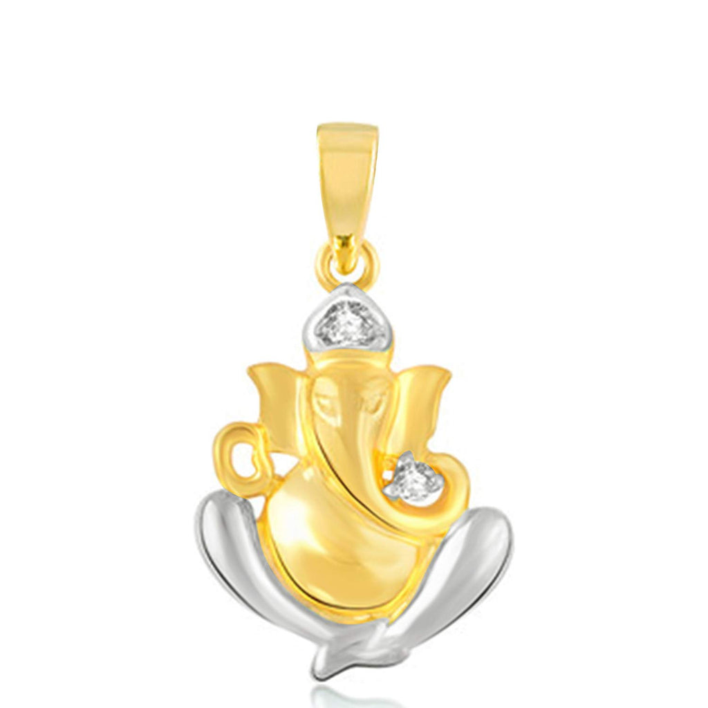 atjewels Special Ganesh 18K Yellow & White Gold Plated on 925 Sterling Silver Round Cubic Zirconia Ashtavinayak Morya Pendant MOTHER'S DAY SPECIAL OFFER - atjewels.in