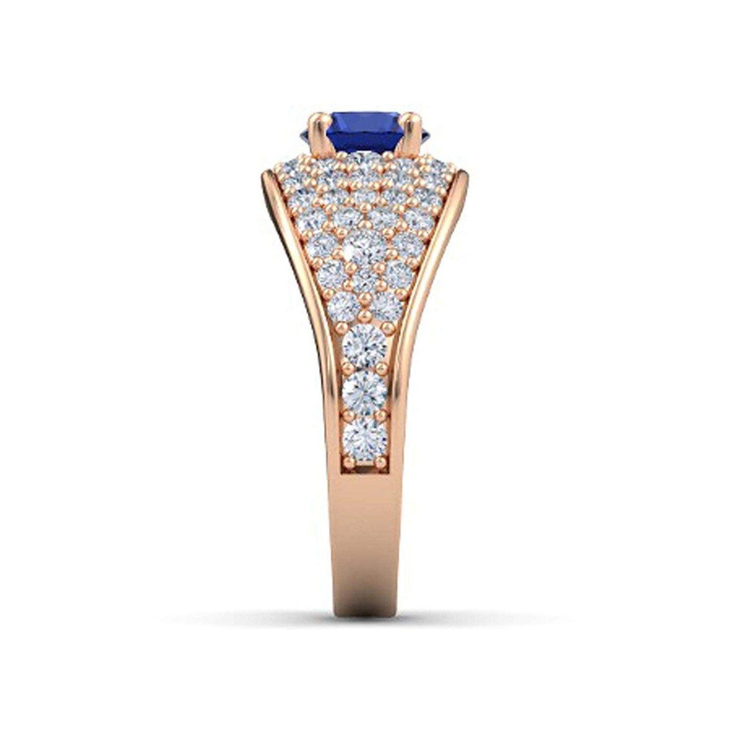 atjewels Round Cut Gemstone & White CZ 14k Rose Gold Over .925 Sterling Silver Solitaire w/ Accents Engagement Ring For Girl's and Women's For Navratri Special - atjewels.in