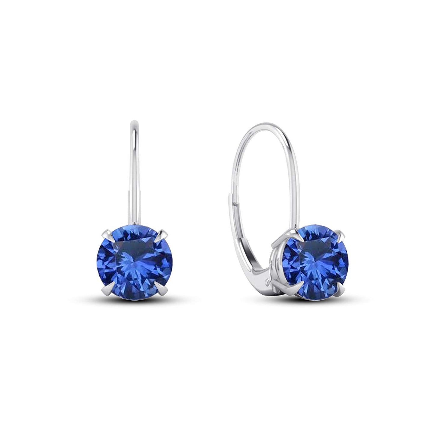 atjewels Women's Blue Sapphire Solitaire Lever Back Dangle Earrings in White Gold Over 925 Sterling Silver MOTHER'S DAY SPECIAL OFFER - atjewels.in