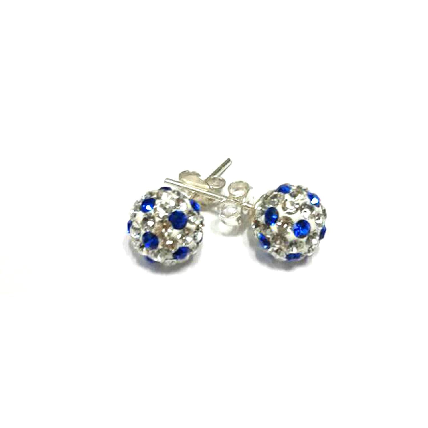 atjewels Round Cut Crystal Sterling Silver Pave Ball Stud Earrings, 8MM Crystal Fireball Disco Ball Earrings 1 Pair For Girl's and Women's Fancy Party Wear EarringsMOTHER'S DAY SPECIAL OFFER - atjewels.in