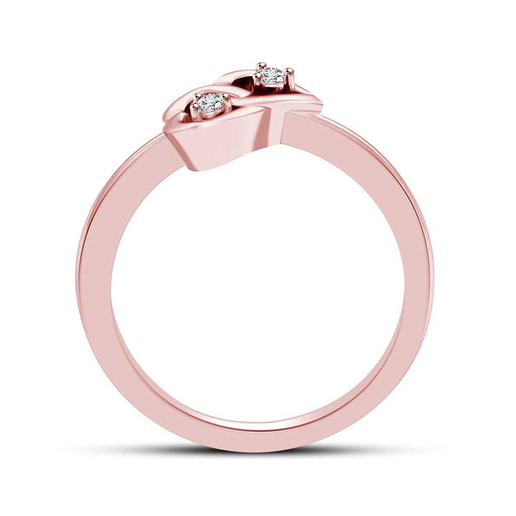 atjewels 14K Rose Gold Over Sterling Round White CZ Cross Heart Ring Free Sizing MOTHER'S DAY SPECIAL OFFER - atjewels.in