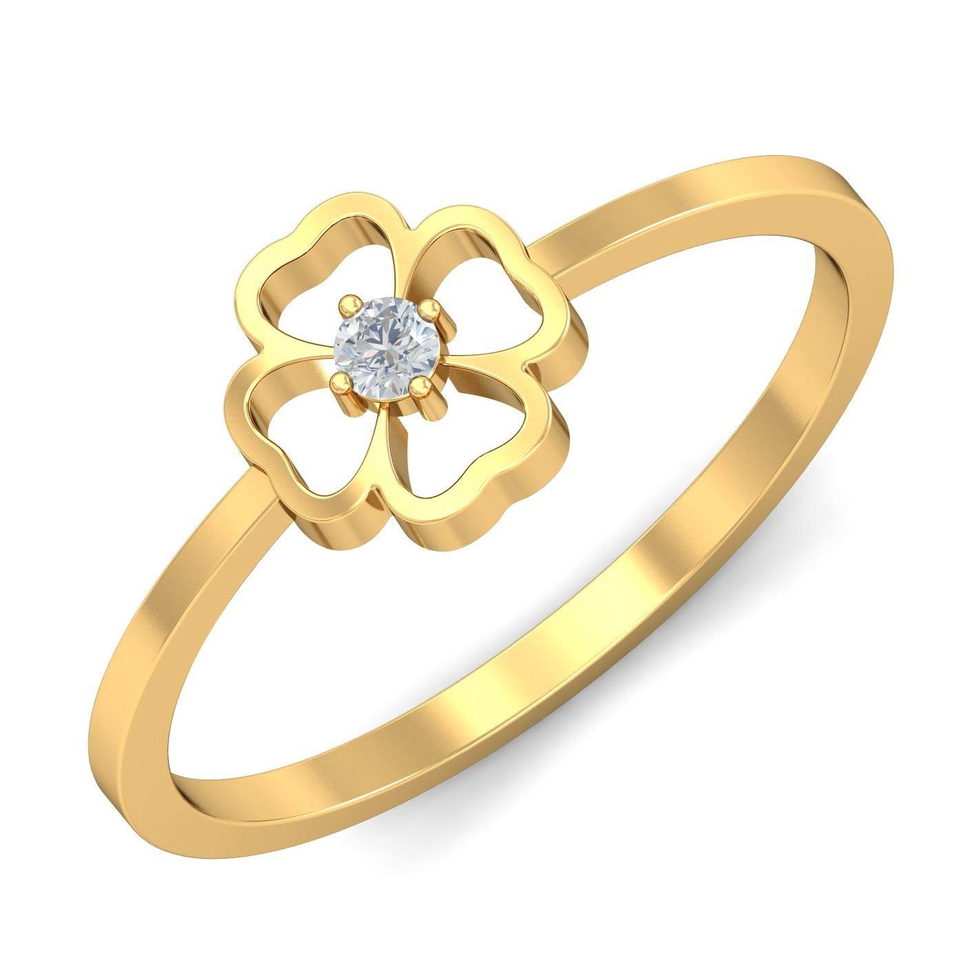 atjewels 18K Yellow Gold On Solid 925 Sterling Silver White Simulated Diamond Solitaire Flower Ring MOTHER'S DAY SPECIAL OFFER - atjewels.in