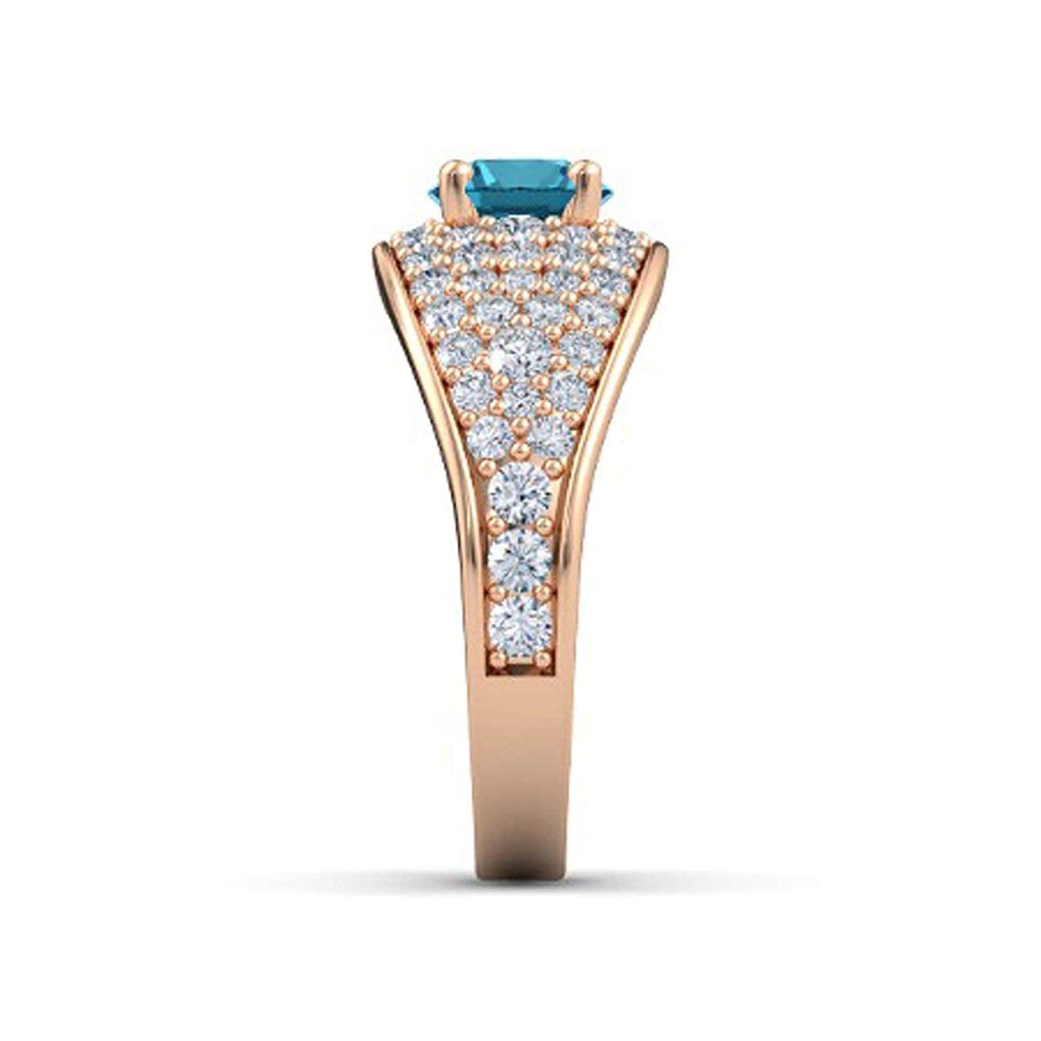 atjewels Round Cut Gemstone & White CZ 14k Rose Gold Over .925 Sterling Silver Solitaire w/ Accents Engagement Ring For Girl's and Women's For Navratri Special - atjewels.in