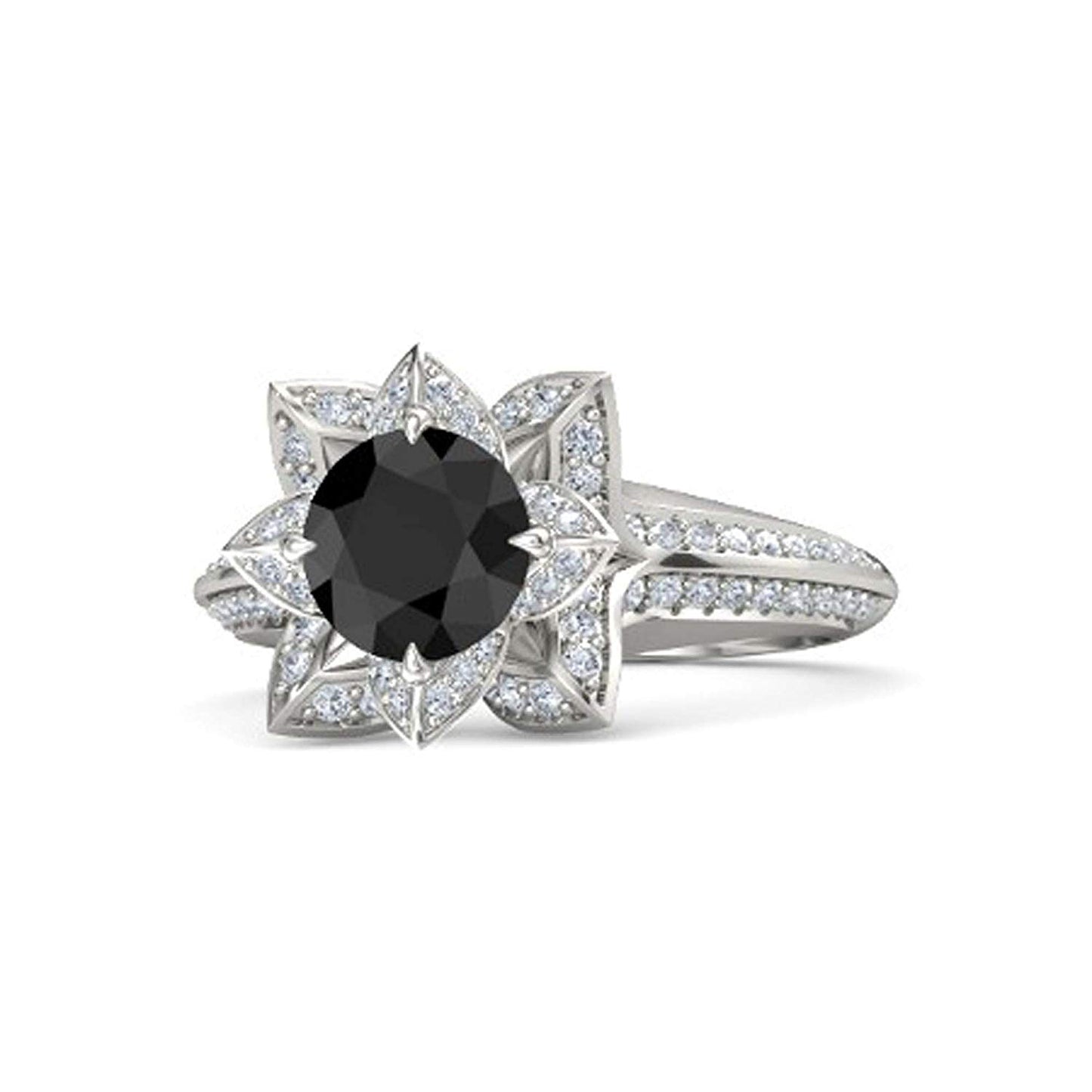 atjewels 925 Sterling Silver Round Cut Multi-Color Gemstone With White Czubic Zircon Lotus Ring For Women's MOTHER'S DAY SPECIAL OFFER - atjewels.in