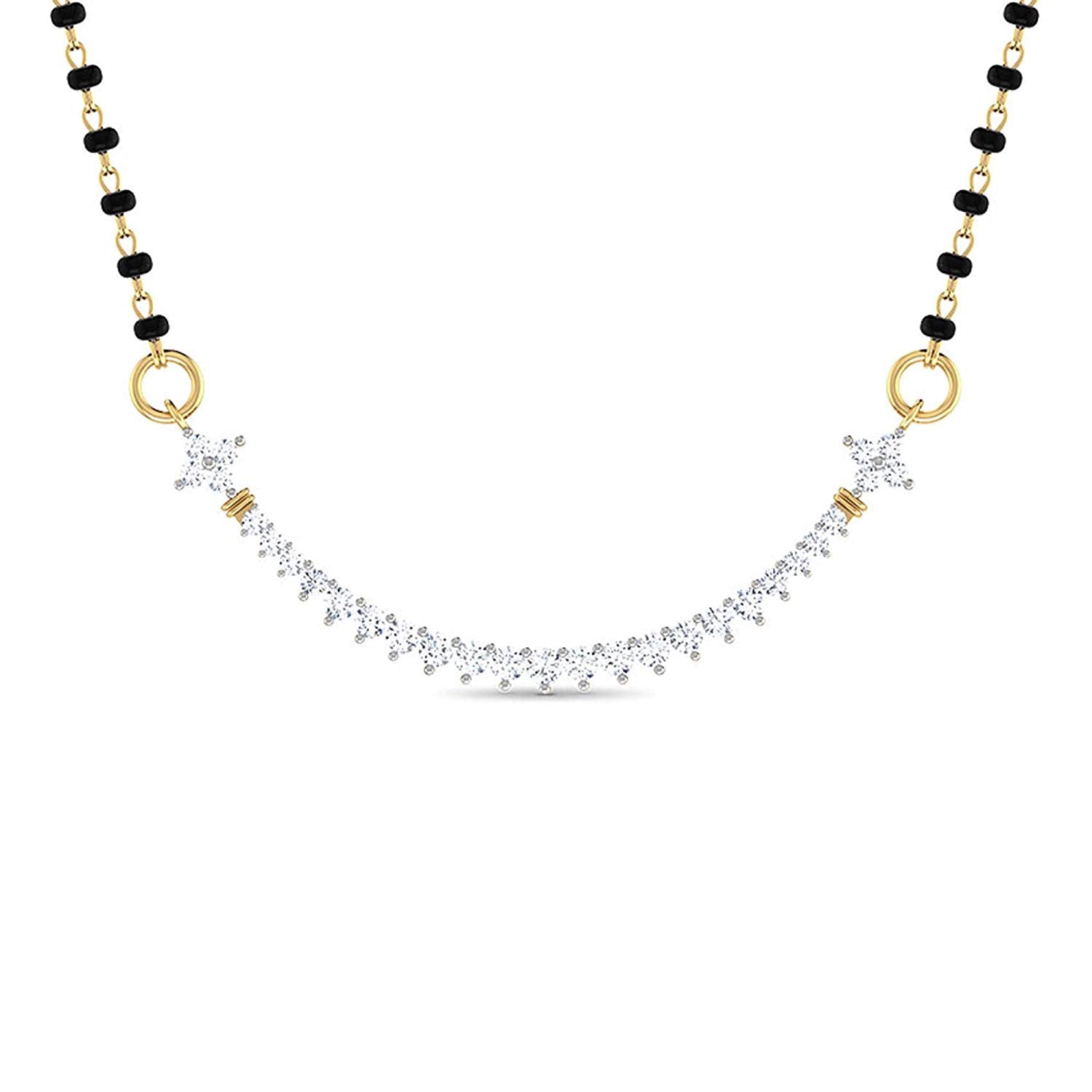 atjewels Round Cut White CZ 14k Yellow Gold Over .925 Sterling Silver Mangalsutra Tanmaniya Pendant For Women's MOTHER'S DAY SPECIAL OFFER - atjewels.in