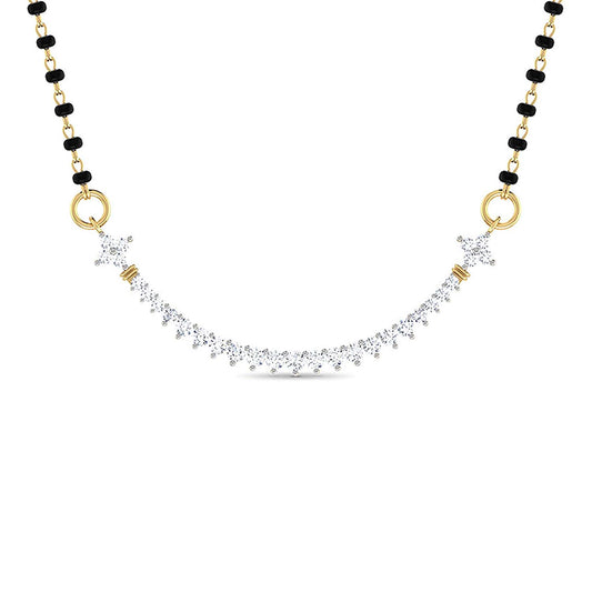 atjewels Round Cut White CZ 14k Yellow Gold Over .925 Sterling Silver Mangalsutra Tanmaniya Pendant For Women's MOTHER'S DAY SPECIAL OFFER - atjewels.in