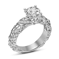 atjewels Round White Cubic Ziconia White Gold Over 925 Sterling Silver Solitaire With Accent Ring MOTHER'S DAY SPECIAL OFFER - atjewels.in