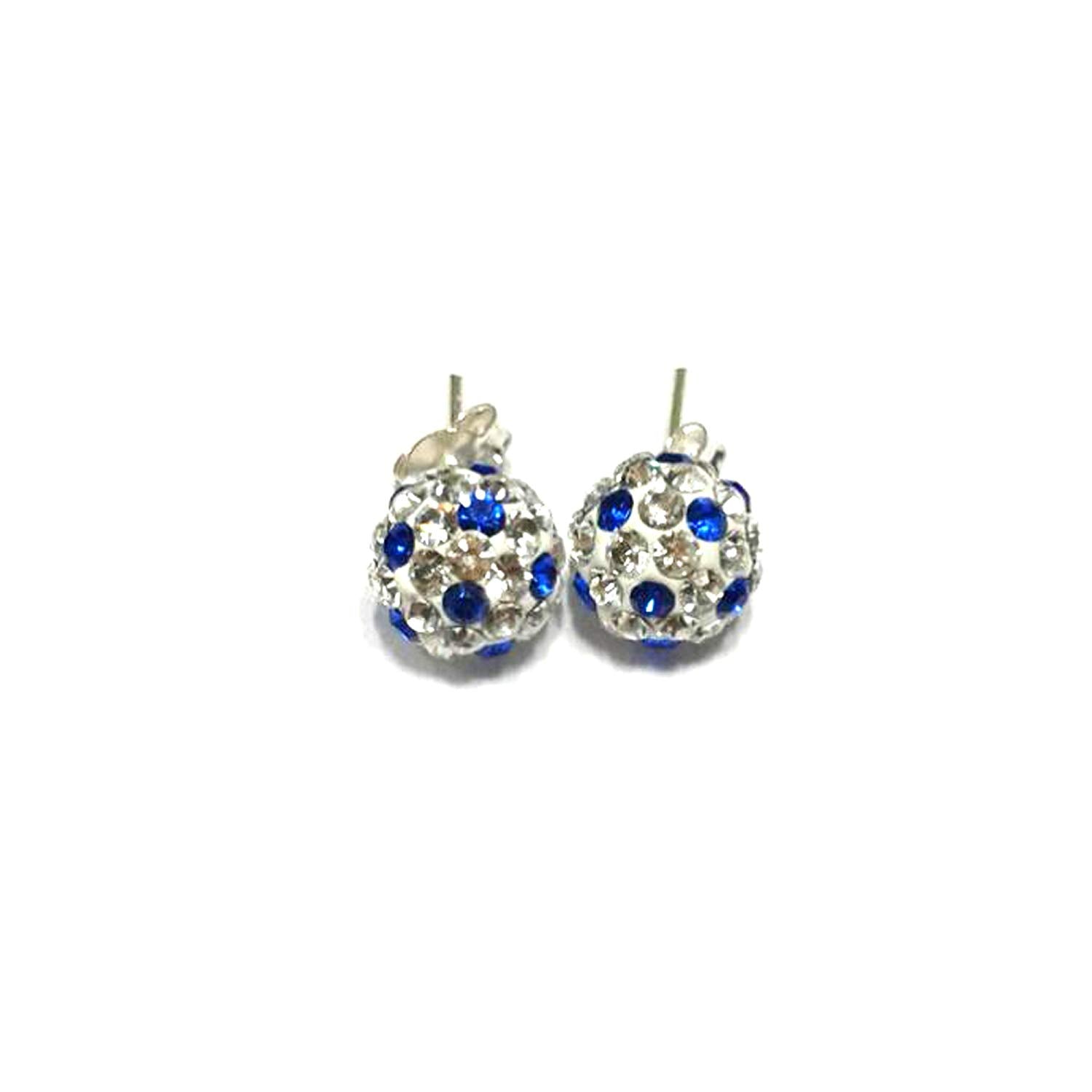 atjewels Round Cut Crystal Sterling Silver Pave Ball Stud Earrings, 8MM Crystal Fireball Disco Ball Earrings 1 Pair For Girl's and Women's Fancy Party Wear EarringsMOTHER'S DAY SPECIAL OFFER - atjewels.in