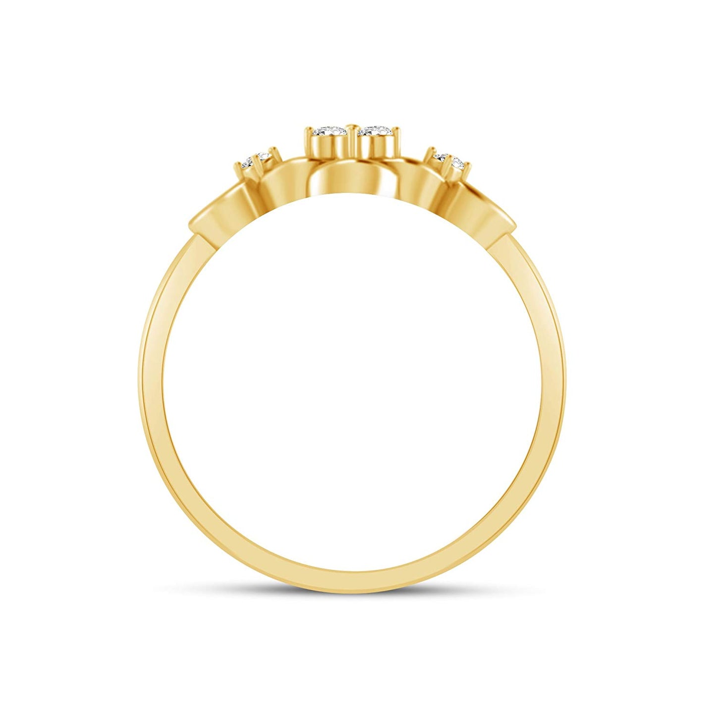atjewels 14K Yellow Gold on 925 Silver Round White Cubic Zirconia Floral Ring MOTHER'S DAY SPECIAL OFFER - atjewels.in