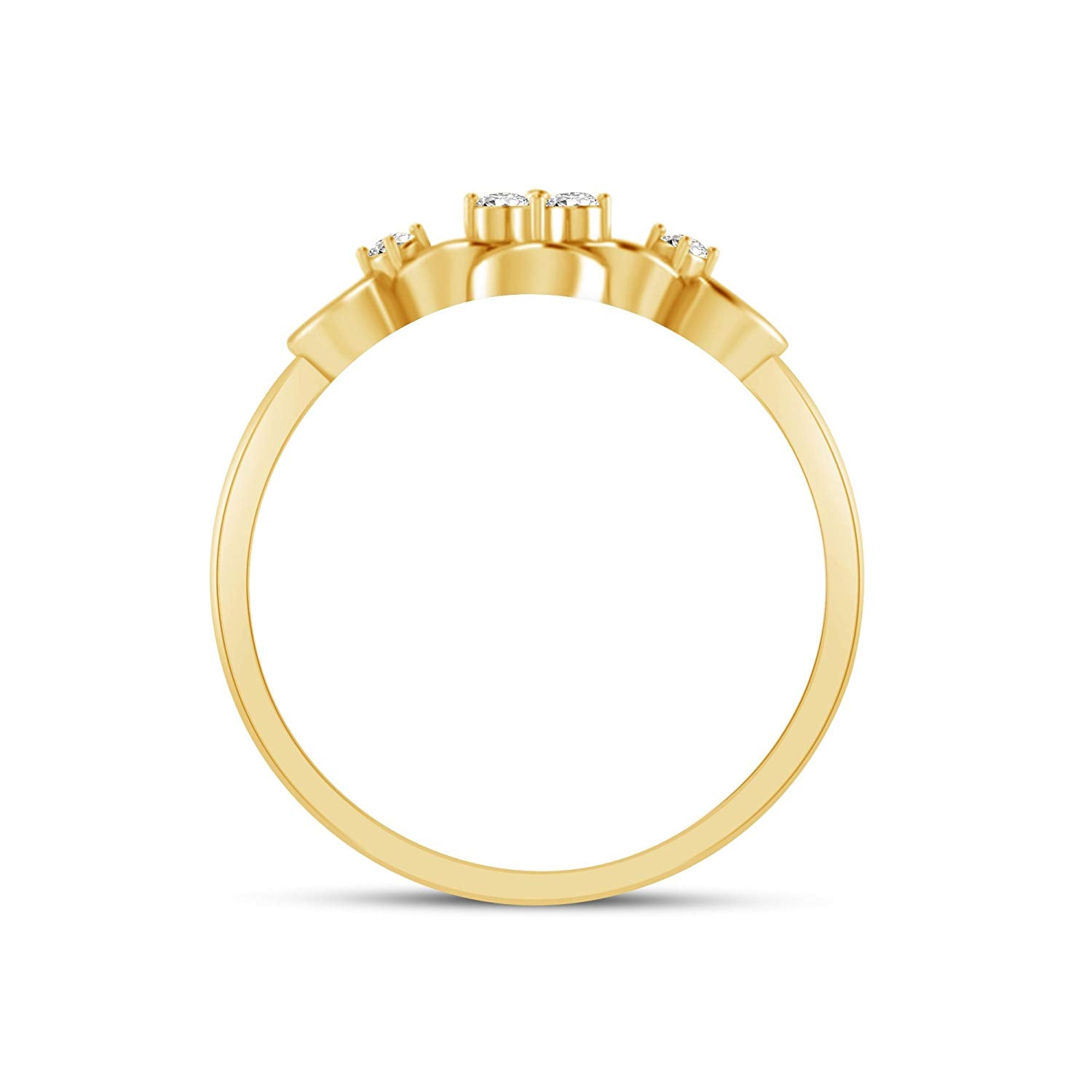 atjewels 14K Yellow Gold on 925 Silver Round White Cubic Zirconia Floral Ring MOTHER'S DAY SPECIAL OFFER - atjewels.in