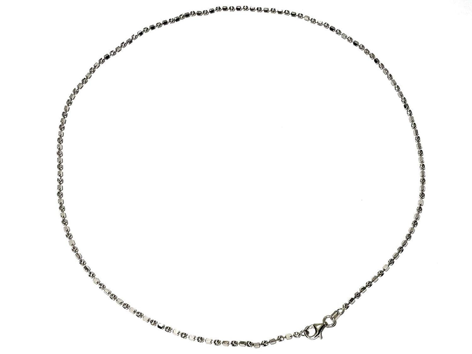 ATJewels 14k White Gold Over 925 Sterling Silver Ball and Bar Chain 18" Unisex Necklace - atjewels.in