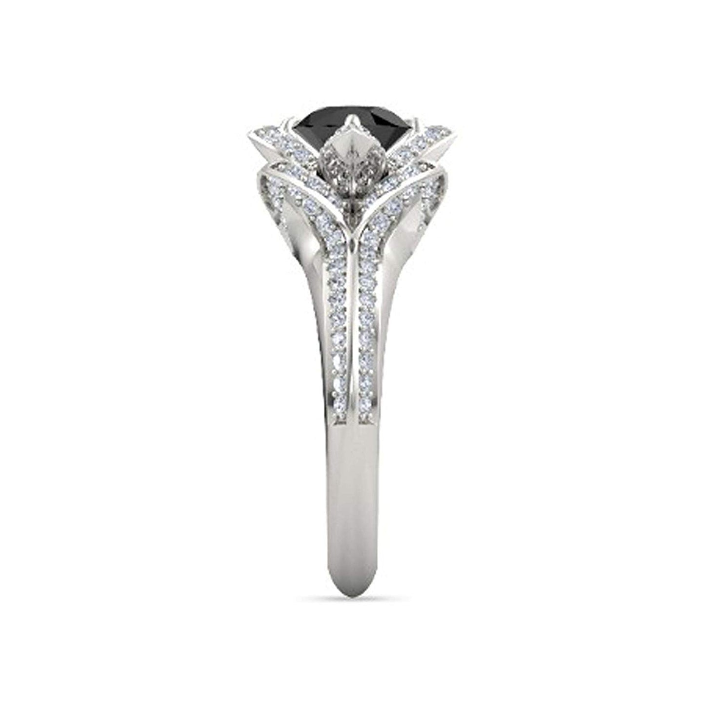 atjewels 925 Sterling Silver Round Cut Multi-Color Gemstone With White Czubic Zircon Lotus Ring For Women's MOTHER'S DAY SPECIAL OFFER - atjewels.in
