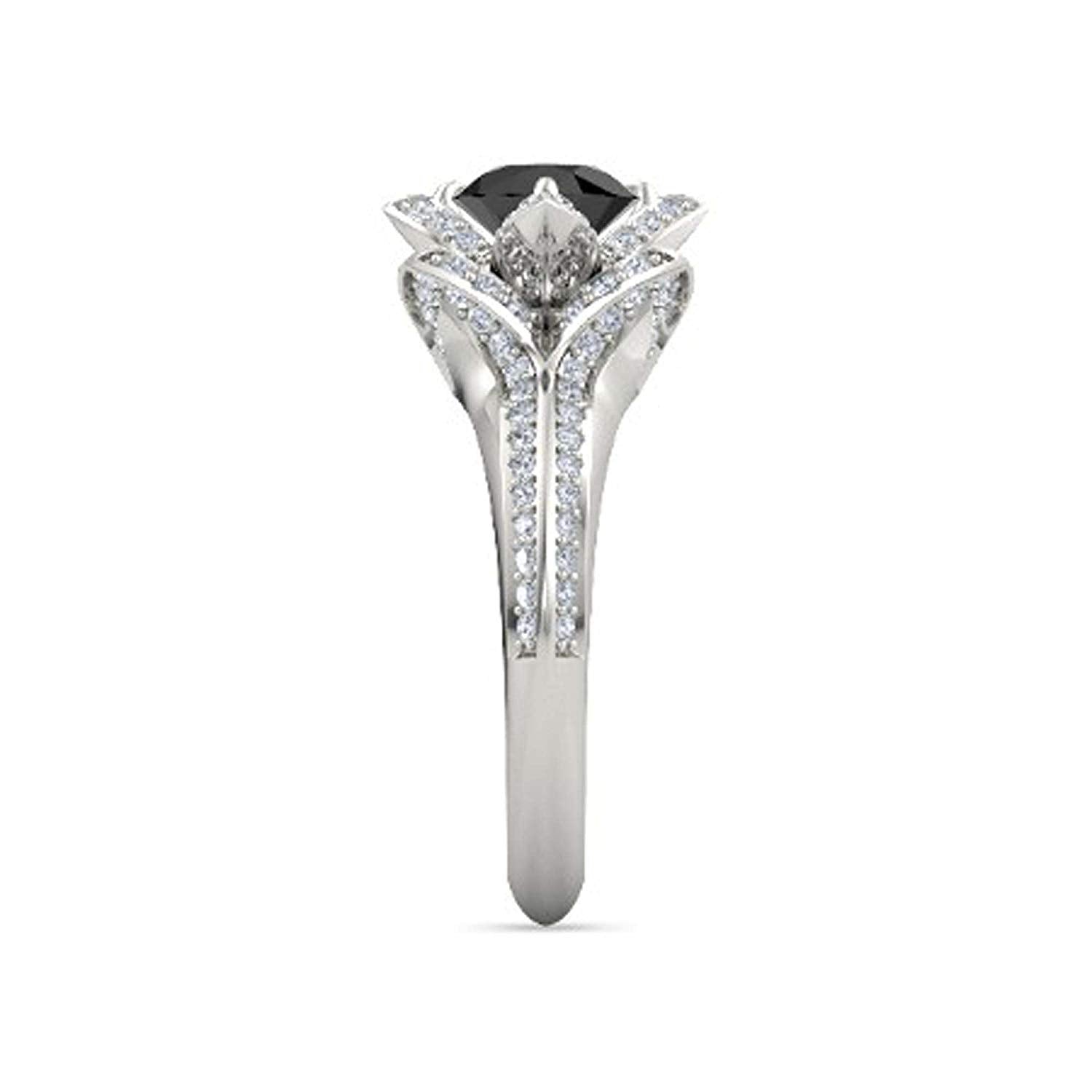 atjewels 925 Sterling Silver Round Cut Multi-Color Gemstone With White Czubic Zircon Lotus Ring For Women's MOTHER'S DAY SPECIAL OFFER - atjewels.in