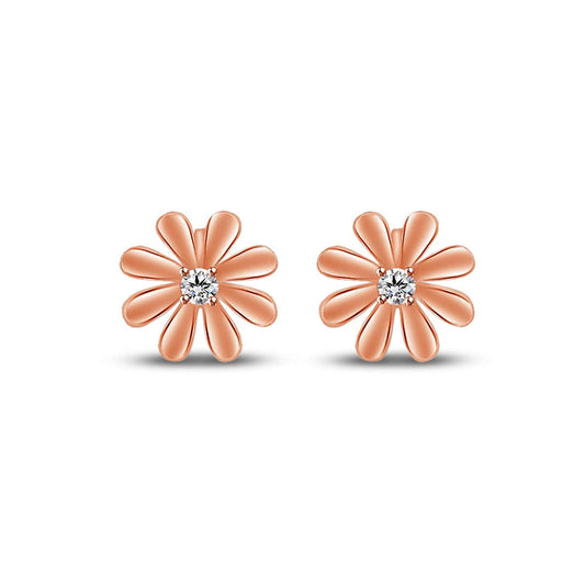 atjewels Round Cut White CZ 14k Rose Gold Over .925 Sterling Silver Flower Stud Earrings Girls & Wome's For MOTHER'S DAY SPECIAL OFFER - atjewels.in