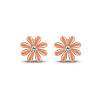 atjewels Round Cut White CZ 14k Rose Gold Over .925 Sterling Silver Flower Stud Earrings Girls & Wome's For MOTHER'S DAY SPECIAL OFFER - atjewels.in