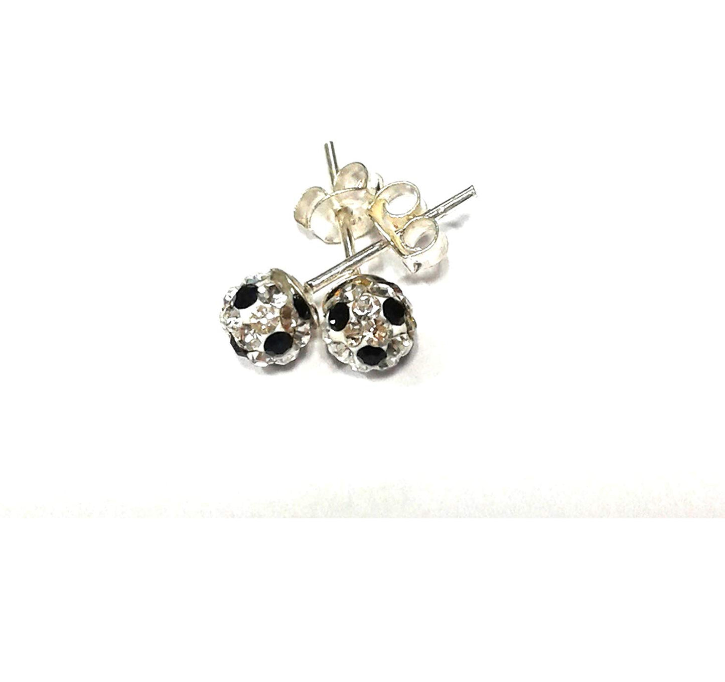 atjewels Round Cut Crystal Sterling Silver Pave Ball Stud Earrings, Crystal Fireball Disco Ball Earrings 1 Pair For Girl's and Women's Fancy Party Wear Earrings - atjewels.in