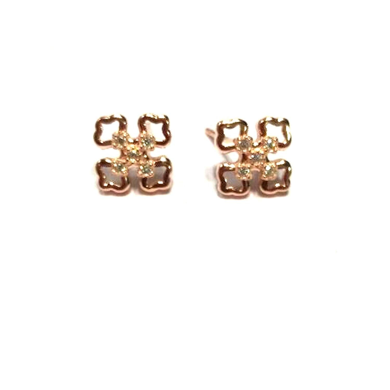 atjewels Round Cut White CZ 14k Rose Gold Over 925 Sterling Silver Flower Stud Earrings For Girl's and Women's For MOTHER'S DAY SPECIAL OFFER - atjewels.in