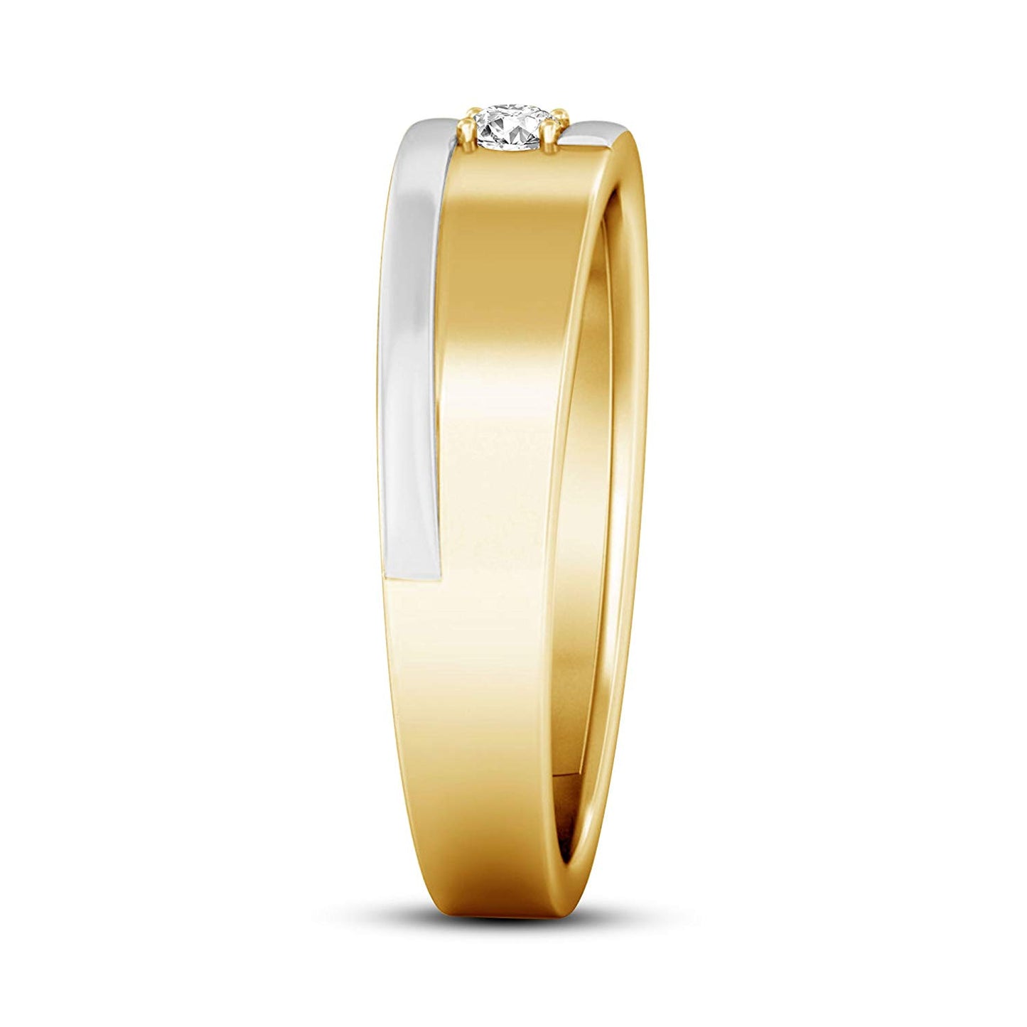 atjewels14K Yellow Gold Plated on 925 Silver Unique Style Round White Zirconia Engagement Men's Band Ring MOTHER'S DAY SPECIAL OFFER - atjewels.in