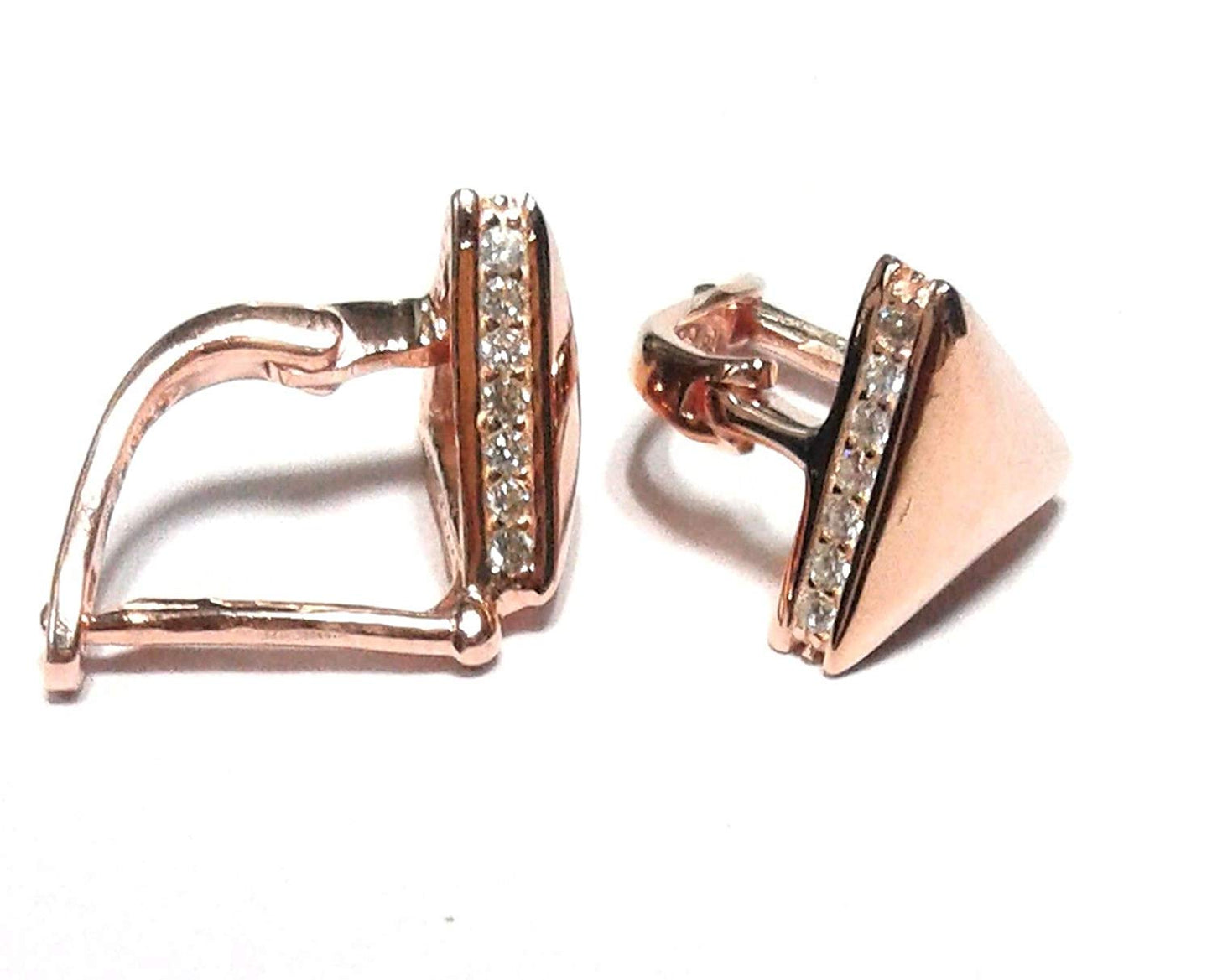 atjewels Round Cut White CZ 14k Rose Gold Over 925 Sterling Silver Triangle Hoop Earrings For Girl's and Women's For MOTHER'S DAY SPECIAL OFFER - atjewels.in