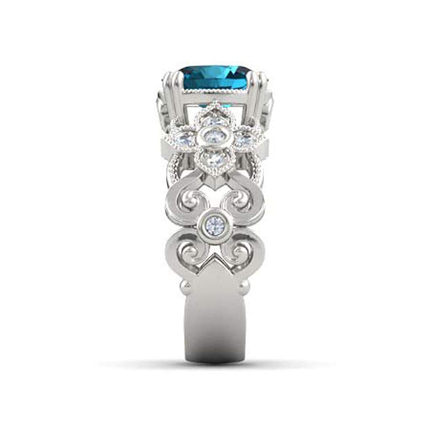 atjewels .925 Sterling Silver Oval Shape Blue Topaz Engagement/Wedding Ring Variation For Women's & Girl's - atjewels.in