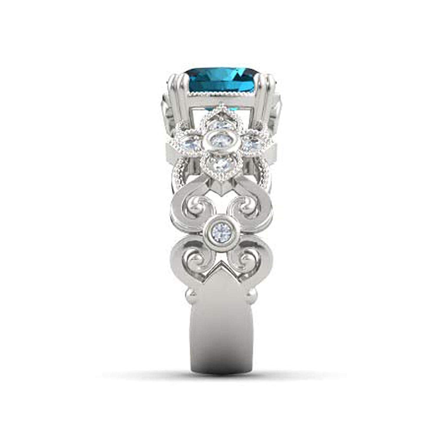 atjewels .925 Sterling Silver Oval Shape Blue Topaz Engagement/Wedding Ring Variation For Women's & Girl's - atjewels.in