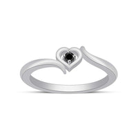 atjewels 925 Sterling Silver Round Black Cubic Zirconia Bypass Heart Ring MOTHER'S DAY SPECIAL OFFER - atjewels.in