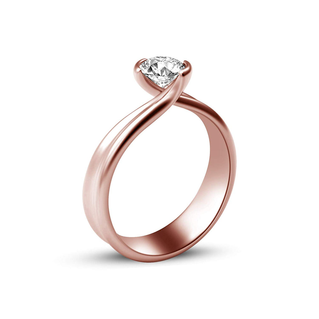atjewels 14K Rose Gold Over 925 Sterling Round White CZ Solitaire Ring For Women's MOTHER'S DAY SPECIAL OFFER - atjewels.in