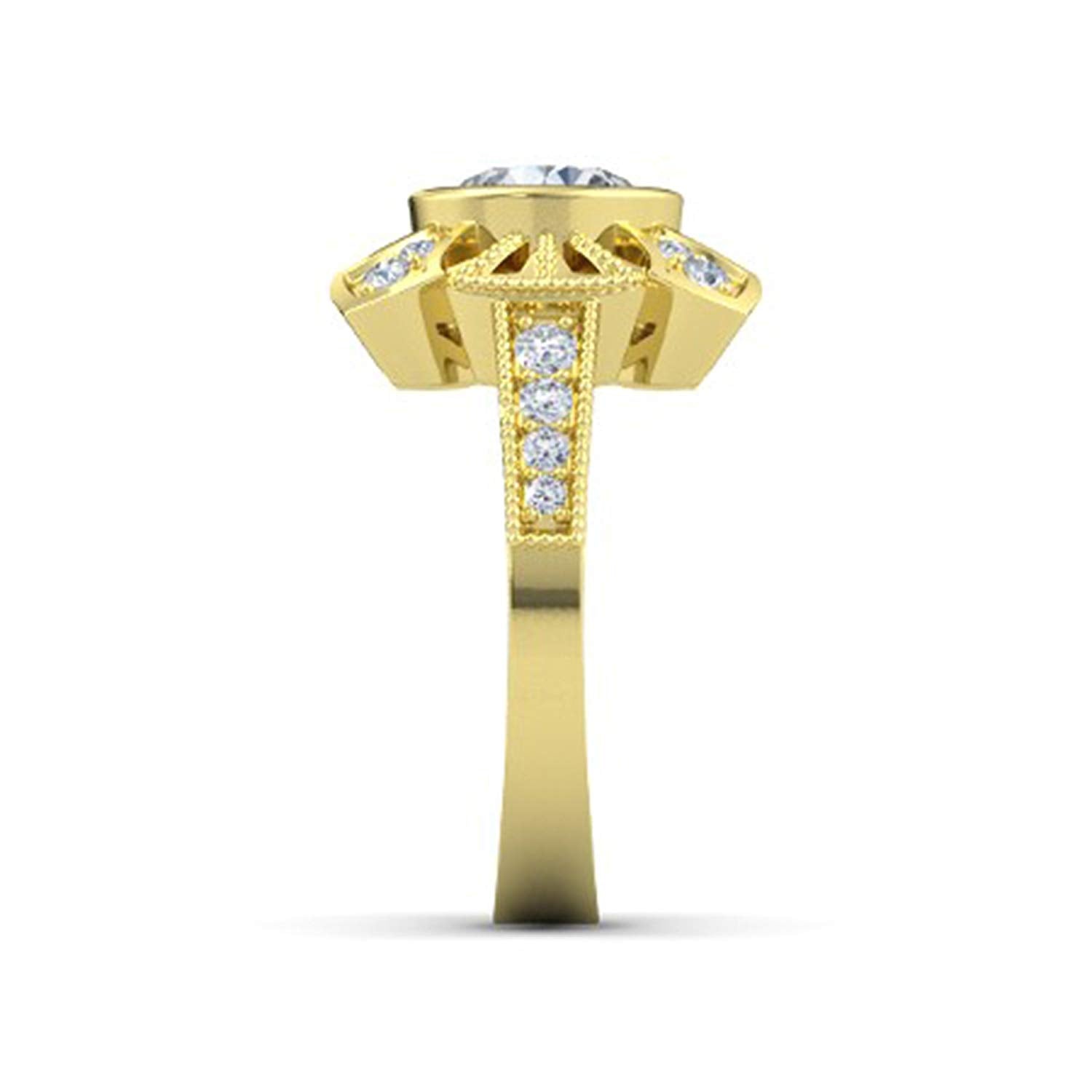 atjewels 18K Yellow Gold Over 925 Silver Round White CZ Engagement Ring MOTHER'S DAY SPECIAL OFFER - atjewels.in