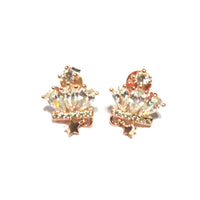 atjewels Round Cut White CZ 14k Rose Gold Over 925 Sterling Silver Crown Stud Earrings For Girl's and Women's For MOTHER'S DAY SPECIAL OFFER - atjewels.in