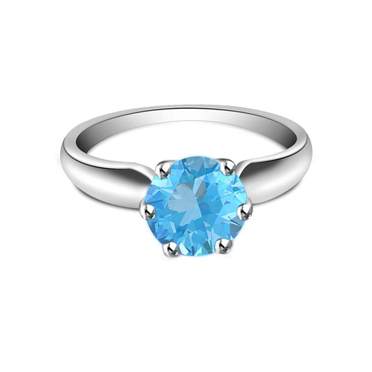 atjewels Round Cut Multi-Color Gemstone .925 Sterling Silver Solitaire Engagement Ring For Women's and Girl's For Diwali Special - atjewels.in